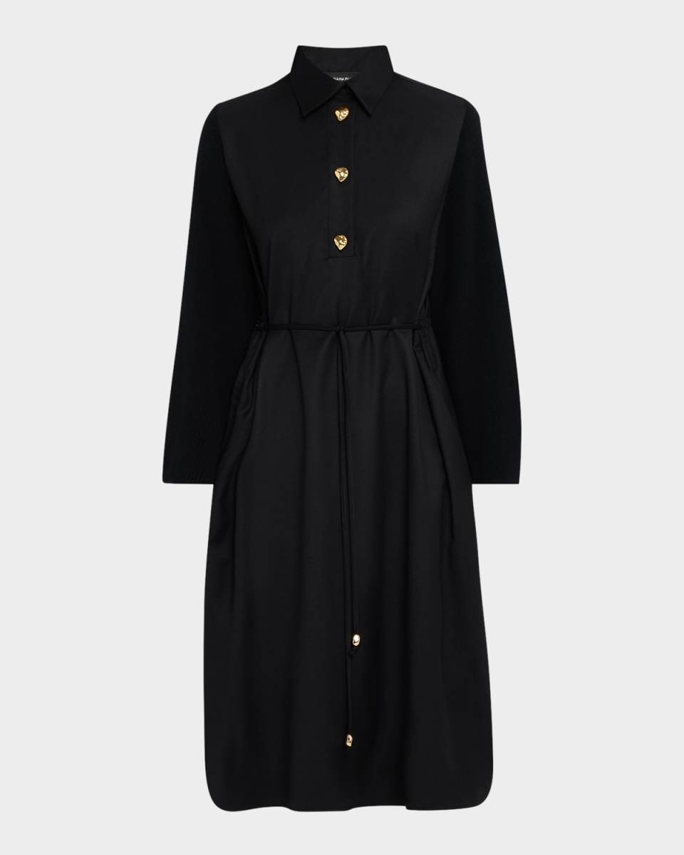 A-Line Mixed Media Midi Dress